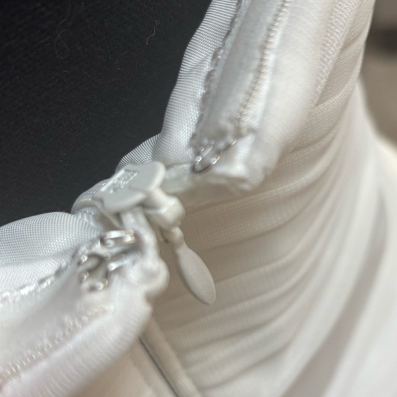 CACHE WHITE STRAPLESS BEADED RHINESTONE FORMAL BEACH WEDDING MINI DRESS SZ 12 - Picture 8 of 12